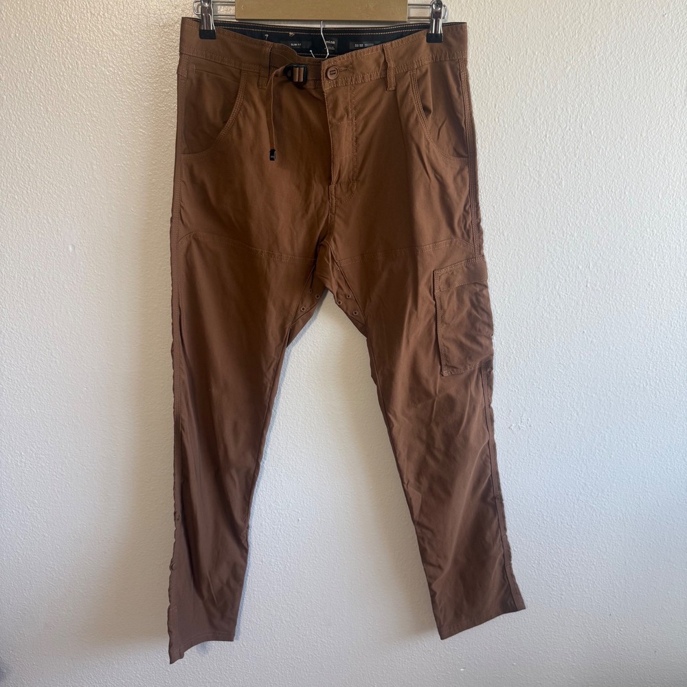 Prana Men's 32 Zion II Slim Fit Tan Pants Hiking Outdoor Travel Gorpcore